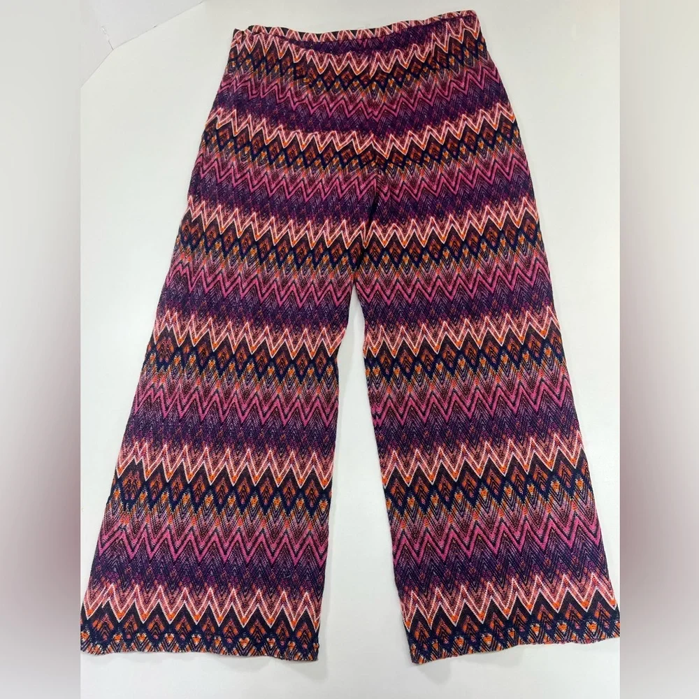 Trina Turk Crop Penelope Pant New With Tags Size Large Pink Purple Zig Zag Pants - Picture 10 of 11